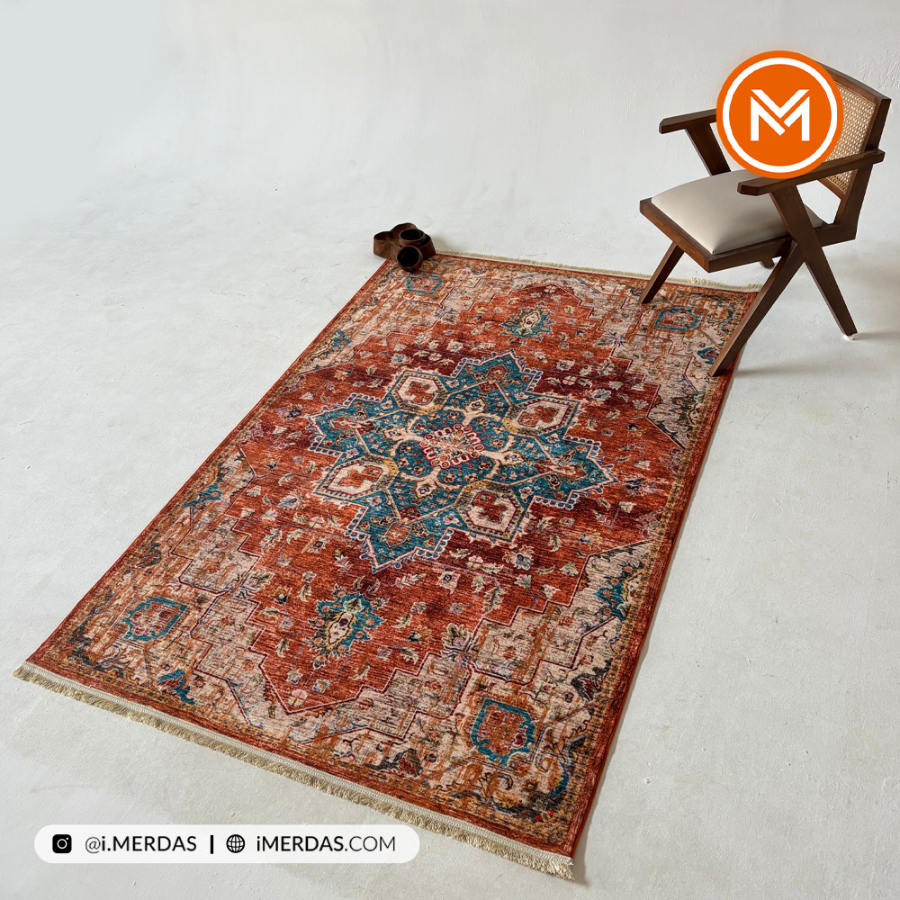 فرش کهنه نما کد 22227 زمینه تمام رنگ